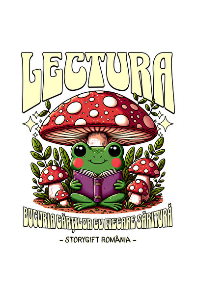 StoryGift Romania Sticker Autocolant 70CM Adeziv Lectura, bucuria cartilor cu fiecare saritura broscuta cu Margi