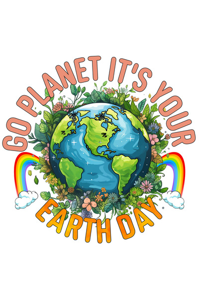 StoryGift Romania Sticker Autocolant 70CM cu mesajul "Go planet, it's your Earth day", hai, e ziua Pamantului, i