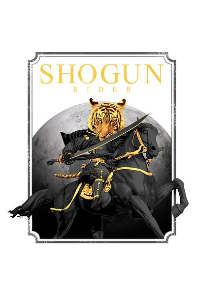 StoryGift Romania Sticker With Message In English Shogun Rider, Rider, Tiger, Sword, Armor, With White Borders,