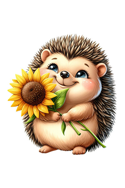 StoryGift Romania Sticker Autocolant 70CM cu un pui de arici care tine o floa...