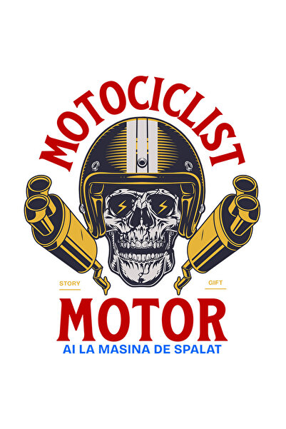 StoryGift Romania Sticker Autocolant 70CM cu Craniu Uman Cu Casca Si Fulgere Motociclist pasiune Mecanica Toba E
