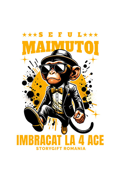 StoryGift Romania Sticker Autocolant 70CM Adeziv seful maimutoi imbracat la 4...