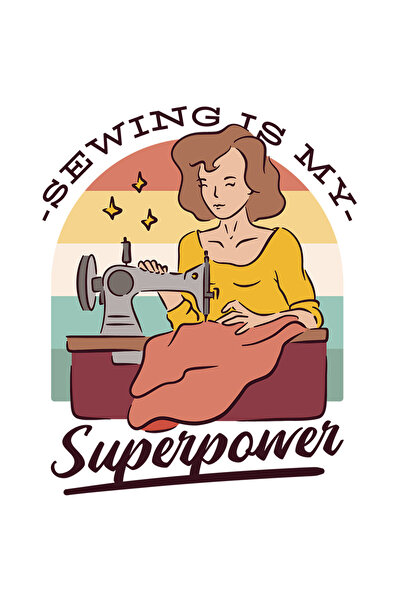 StoryGift Romania Sticker Eticheta 40CM cu Mesaj In Engleza Sewing Is My Superpower, Material, Croitoreasa, Masi