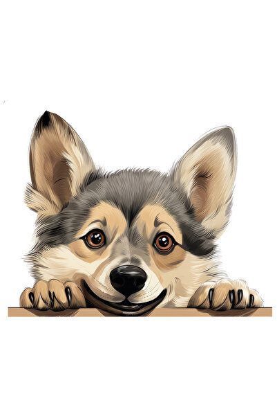 StoryGift Romania Sticker Cu Un Catel Malamut De Alaska, Ilustratie, Fericit, Prietenos, Pentru Iubitorii De