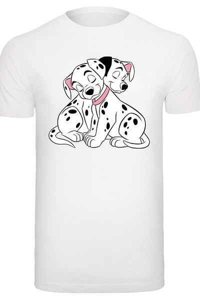 F4NT4STIC Herren Disney 101 Dalmatians Puppy Love -wht And Disney Neck Print With T-shirt Round Neck