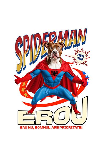 StoryGift Romania Sticker Adeziv 90CM cu PITBULL Caine In Costum de SpiderMan cu Pelerina, Erou Nocturn, Desene