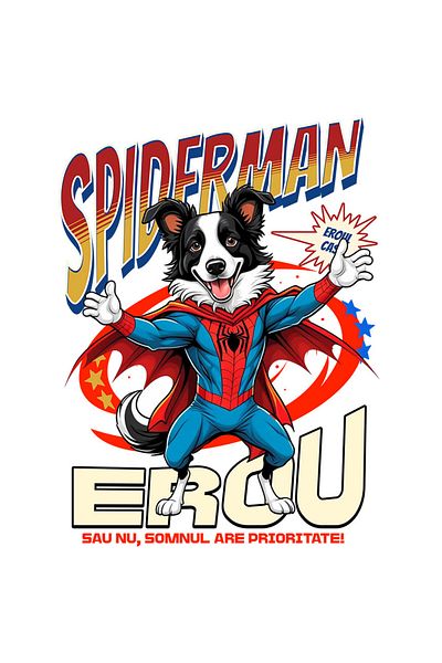 StoryGift Romania Sticker Adeziv 90CM cu Border Collie Caine In Costum de SpiderMan cu Pelerina, Erou Nocturn, D