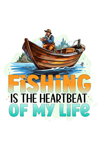 StoryGift Romania Sticker Autocolant 70CM cu pescar in barca cu mesajul "Fish...