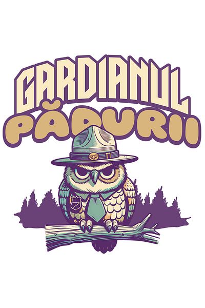StoryGift Romania Adhesive Sticker forest guardian owl at night on branch with White Edges, PVC Vinyl 70 cm