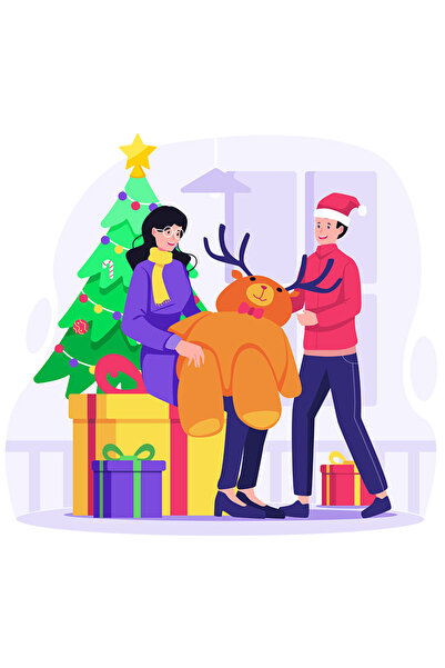 StoryGift Romania Sticker Autocolant 70CM Cu Iarna, Ren, Craciun, Brad, cu Ma...