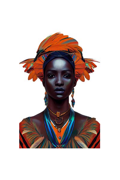 StoryGift Romania Sticker Autocolant 70CM Cu Portret, Femeie, Africa, Esarfa, Cercei, Lantisor, Pene cu Margini