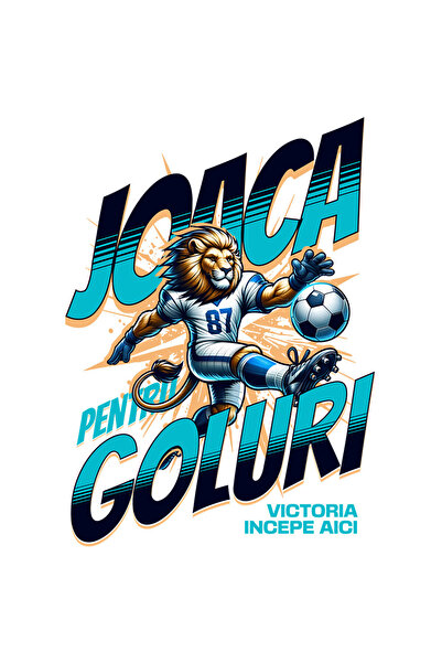 StoryGift Romania Sticker Cu Regele Leu Jucator De Fotbal Uniforma Albastra L...