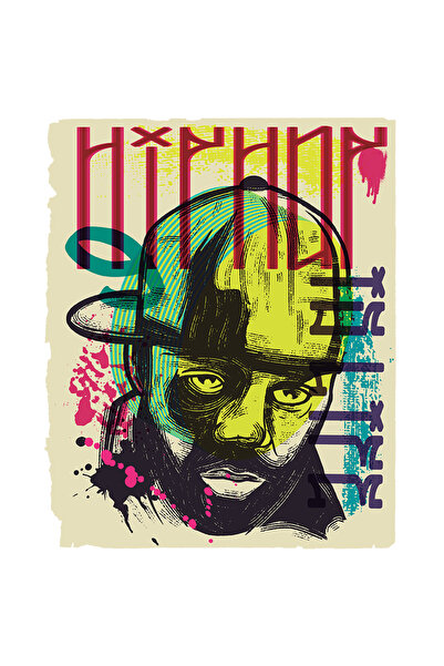 StoryGift Romania Sticker Cu Ilustratie Abstracta, Barbat, Sapca, Barba, Post...