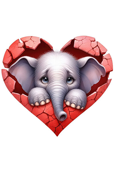 StoryGift Romania Sticker Adeziv 90CM cu un elefant trist, ilustratie, inima ...