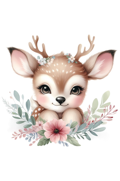 StoryGift Romania Sticker Autocolant 70CM cu un pui de caprioara, ilustratie,...