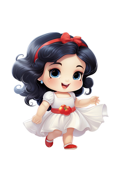 StoryGift Romania Sticker Adeziv 90CM cu o fetita dragalasa cu parul negru, vesela, ochi albastri, rochita alba,