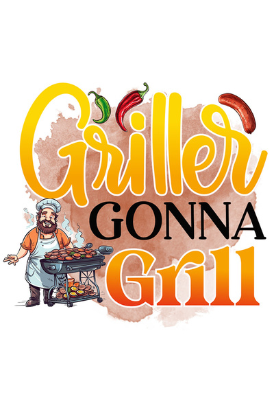 StoryGift Romania Sticker Adeziv 90CM cu gratar cu mesajul "Griller gonna grill", gatit, ilustratie, bucatarie,