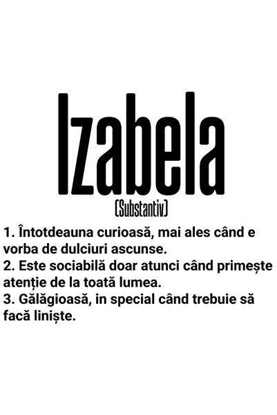 StoryGift Romania Sticker Eticheta 40CM Cu Numele Izabela, si Mesaj Amuzant, ...