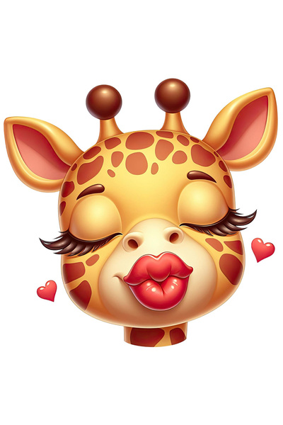 StoryGift Romania Sticker Adeziv 90CM cu o girafa care da un pupic, ilustrati...