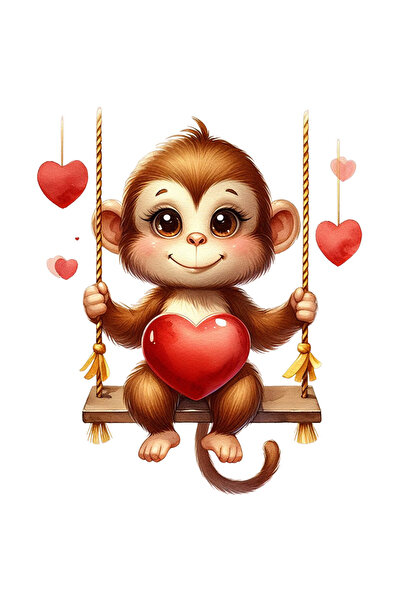 StoryGift Romania Sticker Adeziv 90CM cu o maimutica, inimioare, joaca, se da...