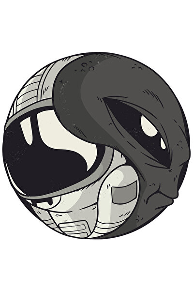 StoryGift Romania Sticker Autocolant 70CM Cu Logo RedBubble, Alb Negru, Extraterestru, Astronaut, Univers Infini