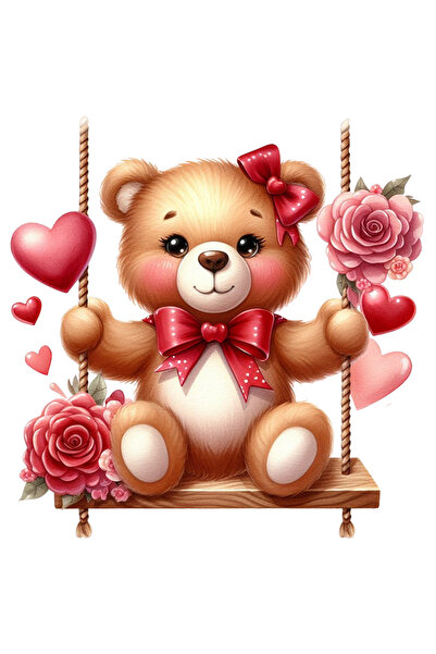 StoryGift Romania Sticker Eticheta 40CM cu un ursulet care se da in leagan, i...