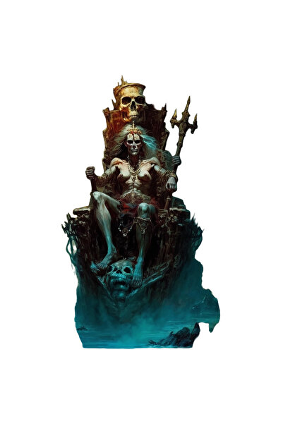 StoryGift Romania Sticker Autocolant 70CM Cu Regina pe Tron, Craniu, Coroana, Feminism, Putere, cu Margini Albe