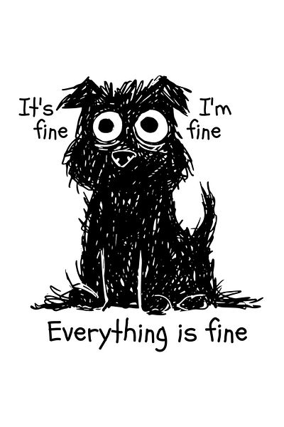 StoryGift Romania Sticker Eticheta 50CM Cu Mesaj Haios In Engleza It's Fine I'm Fine Everything Is Fine, Catel,