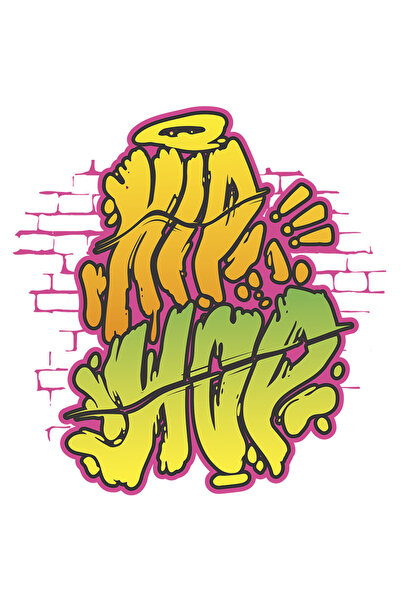 StoryGift Romania Sticker Eticheta 40CM Cu Mesaj Hip Hop, Ilustratie Graffiti, Zid, Caramida, cu Margini Albe,