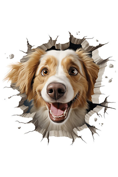 StoryGift Romania Sticker Adeziv 90CM cu un caine jucaus care scoate capul pr...