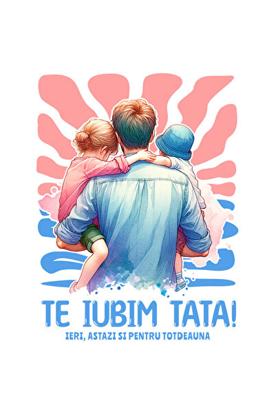 StoryGift Romania Sticker Adeziv 90CM cu Tata Si Fiu Portret Copii Text Tatal...