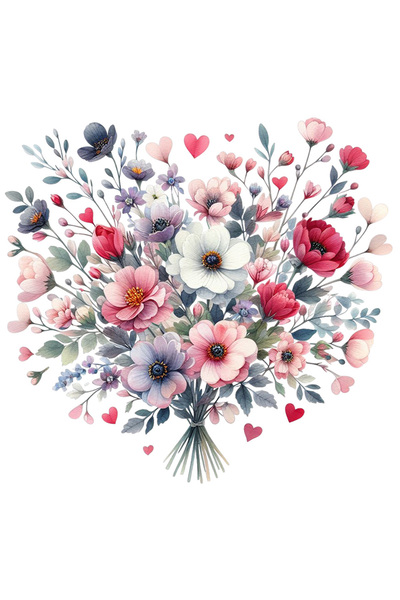 StoryGift Romania Sticker Adeziv 90CM cu un buchet de flori, ilustratie, rosi...