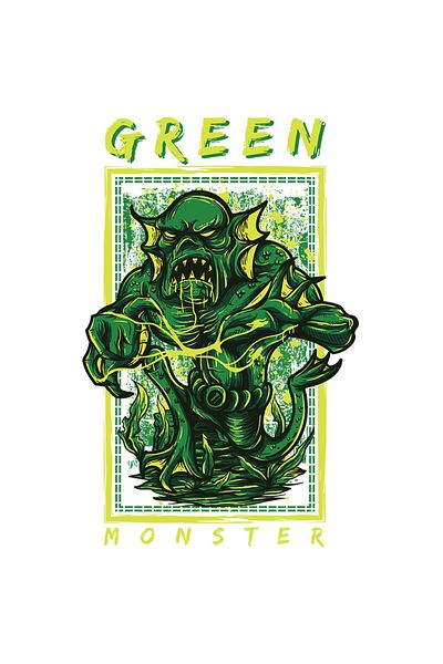 StoryGift Romania Sticker Eticheta 50CM Cu Monstru De apa Verde, Text IN Engleza Green Monster, Iubitorii De Fil