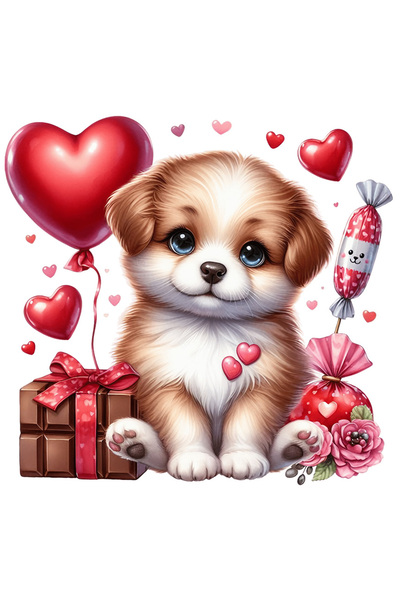 StoryGift Romania Sticker Eticheta 40CM cu un catelus vesel, ilustratie, cado...