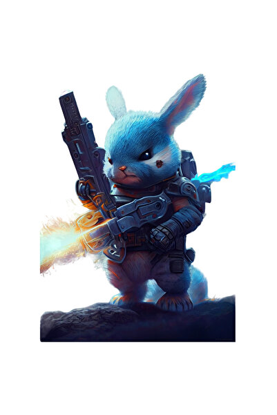 StoryGift Romania Sticker Autocolant 70CM Cu Soldat, Iepure, Arme, Impuscaturi, Sci-Fi, cu Margini Albe, PVC Vi