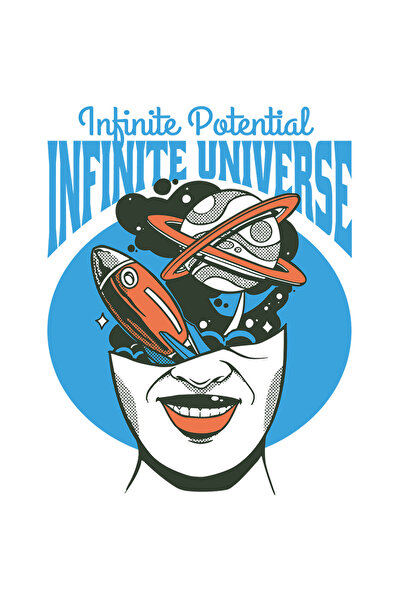 StoryGift Romania Sticker Adeziv 90CM Cu Mesaj Infinite Potential Infinite Universe, Planeta, cu Margini Albe,