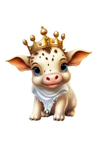 StoryGift Romania Sticker Eticheta 40CM cu un vitel cu o coroana regala, impo...