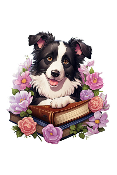 StoryGift Romania Sticker Cu Un Caine Vesel Care Are Niste Carti In Fata, Ilu...