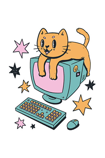 StoryGift Romania Sticker Autocolant 70CM CuPisica, Calculator, Monitor, Retr...