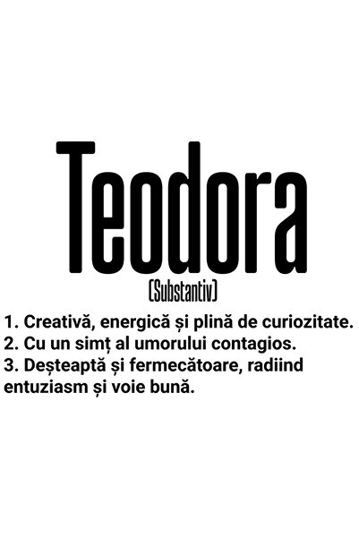 StoryGift Romania Sticker Cu Numele Teodora, Si Mesaj Motivational, Creativa,...