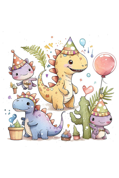 StoryGift Romania Sticker Adeziv 90CM cu mai multi dinozauri micuti, ilustrat...