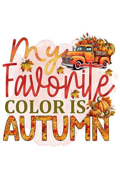 StoryGift Romania Sticker Autocolant 70CM cu mesajul "My favorite color is Autumn", toamna, ilustratie, culoarea