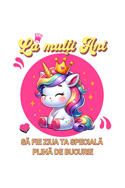 StoryGift Romania Sticker Adeziv 90CM Adeziv La multi Ani, Unicorn printesa aniversare cu Margini Albe, PVC Viny
