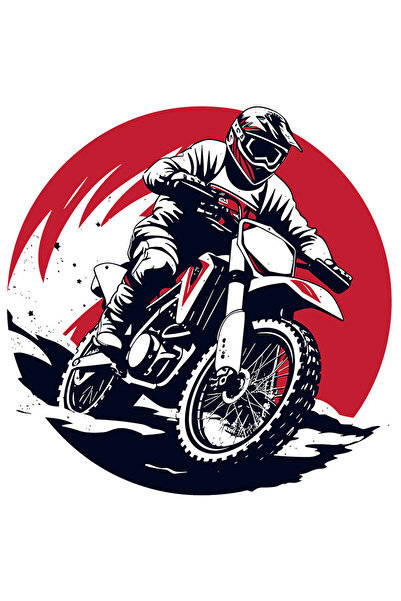 StoryGift Romania Sticker Adeziv 90CM cu un motociclist pe un traseu de padur...