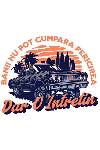 StoryGift Romania Sticker Adeziv 90CM cu Masina Vintige In Oras Cladiri Inalt...