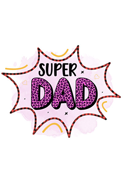 StoryGift Romania Sticker Adeziv 90CM cu mesajul "Super dad", tata, ilustrati...