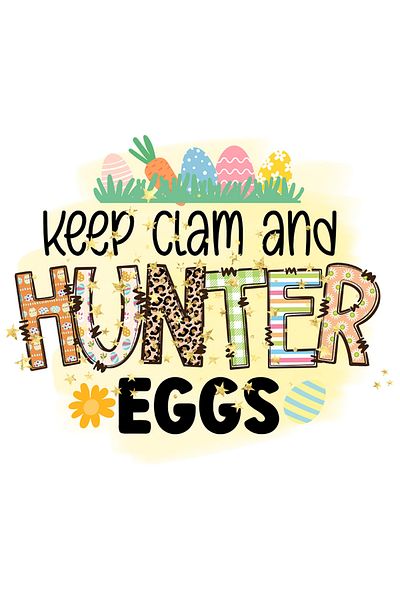 StoryGift Romania Sticker Eticheta 40CM cu mesajul "Keep calm and hunter eggs", Paste fericit, ilustratie, sarba
