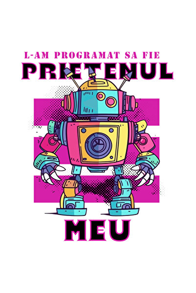 StoryGift Romania Sticker Autocolant 70CM Adeziv robot l-am programat sa fie prietenul meu! haios inteligenta ar