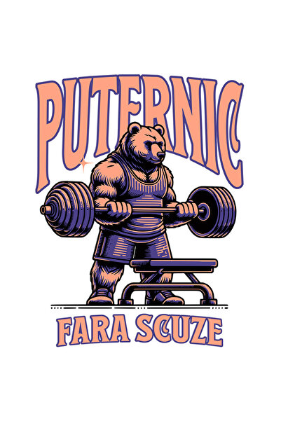 StoryGift Romania Sticker Eticheta 40CM cu Urs Puternic Cu Maiou Ridicand Gre...