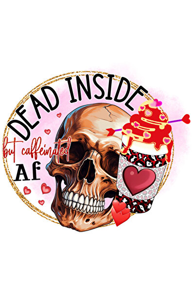 StoryGift Romania Sticker Adeziv 90CM cu un craniu si o ceasca cu cafea cu me...